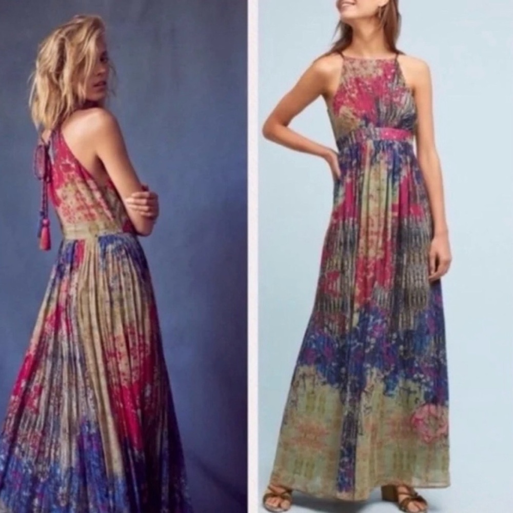 Floral Halter Maxi Dress in Multicolor